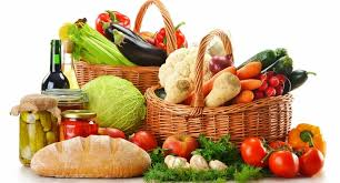 Basket of healthy food symbolising nutrition