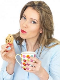 woman eating biscuit