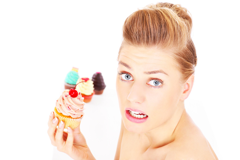 woman eating cake